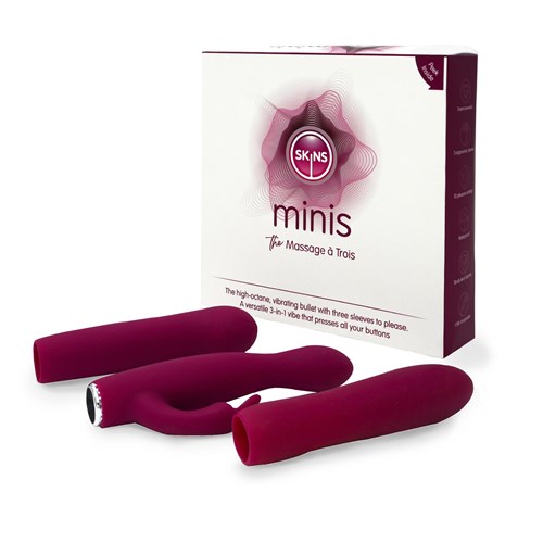 Skins Minis Massage A Trois Vibrator Set - Product and Packaging