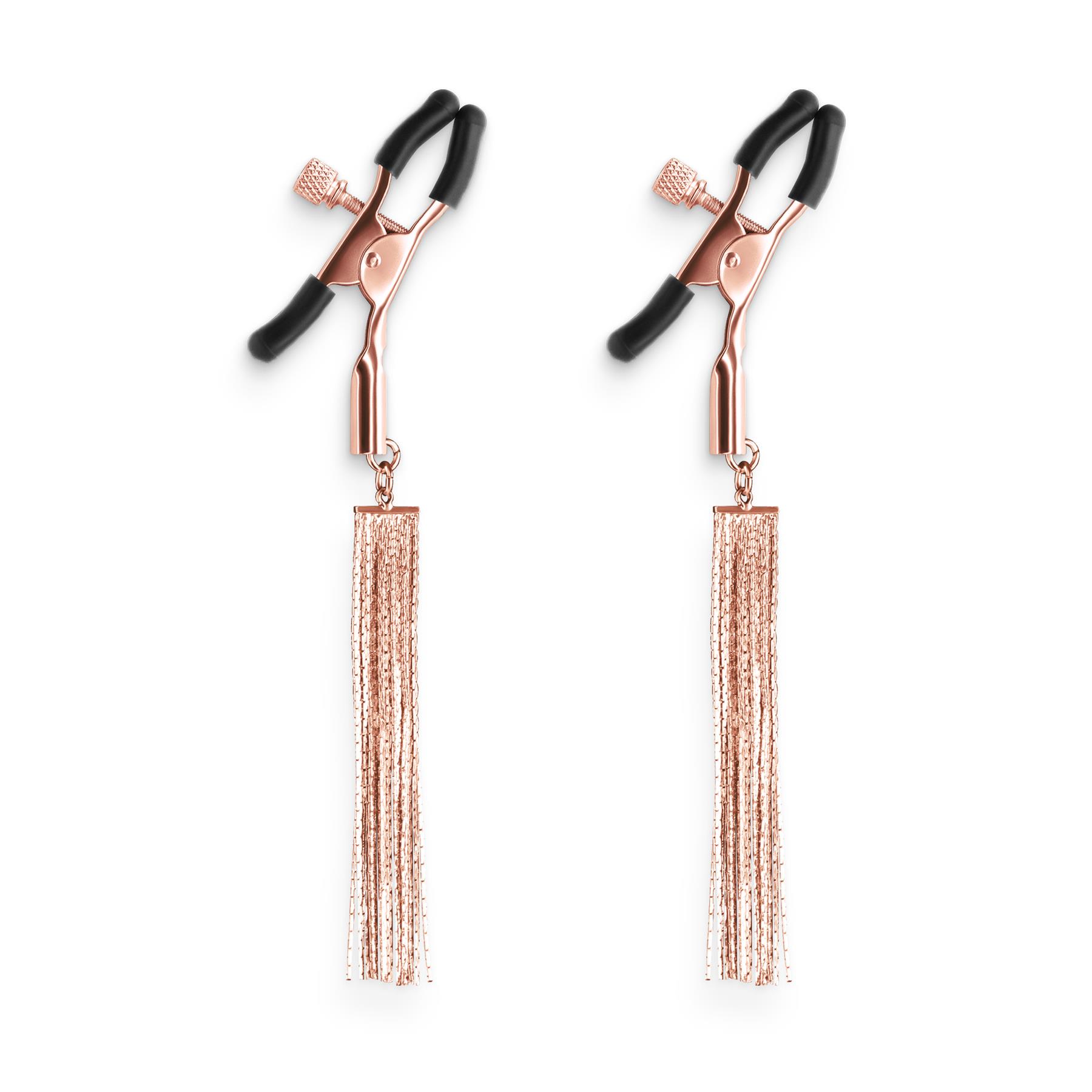 Bound Rose Gold Nipple Clamps With Tassels - Nipple Toys | Adam & Eve