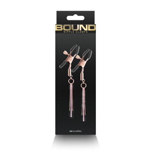 Bound Rose Gold Nipple Clamps With Jewel Chains - Packaging Shot