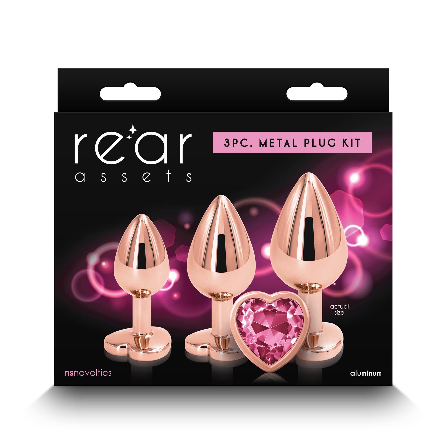 Rear Assets Rose Gold Pink Heart Anal Training Set - Packaging Shot