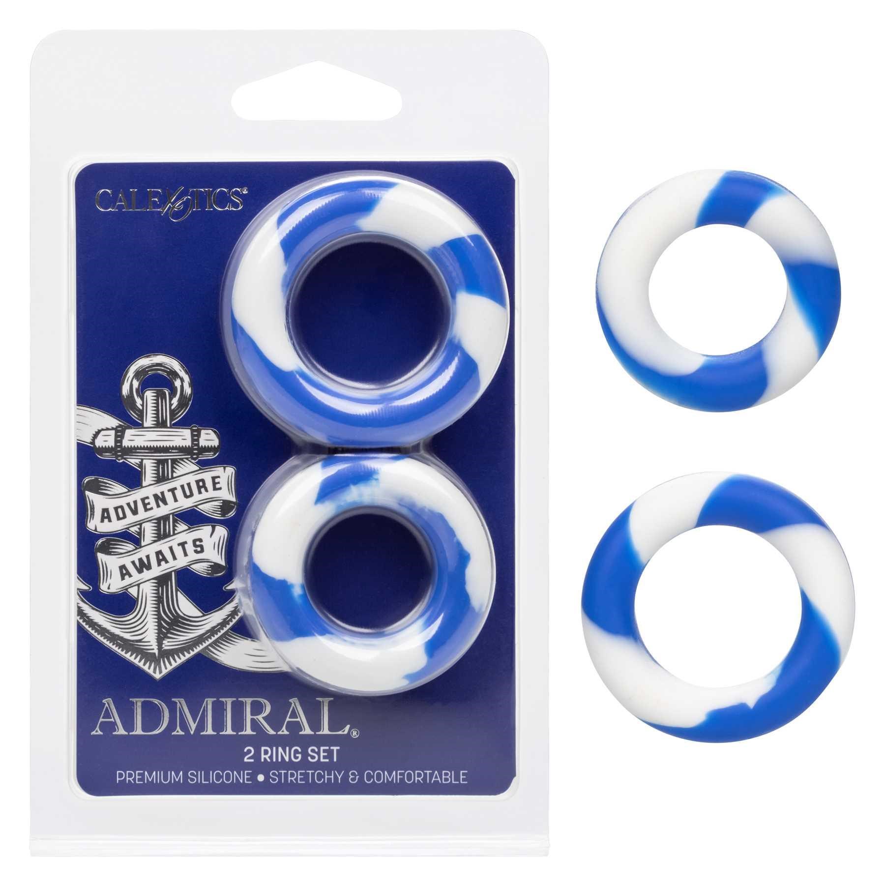 Admiral 2 Ring Set front of package with rings beside it