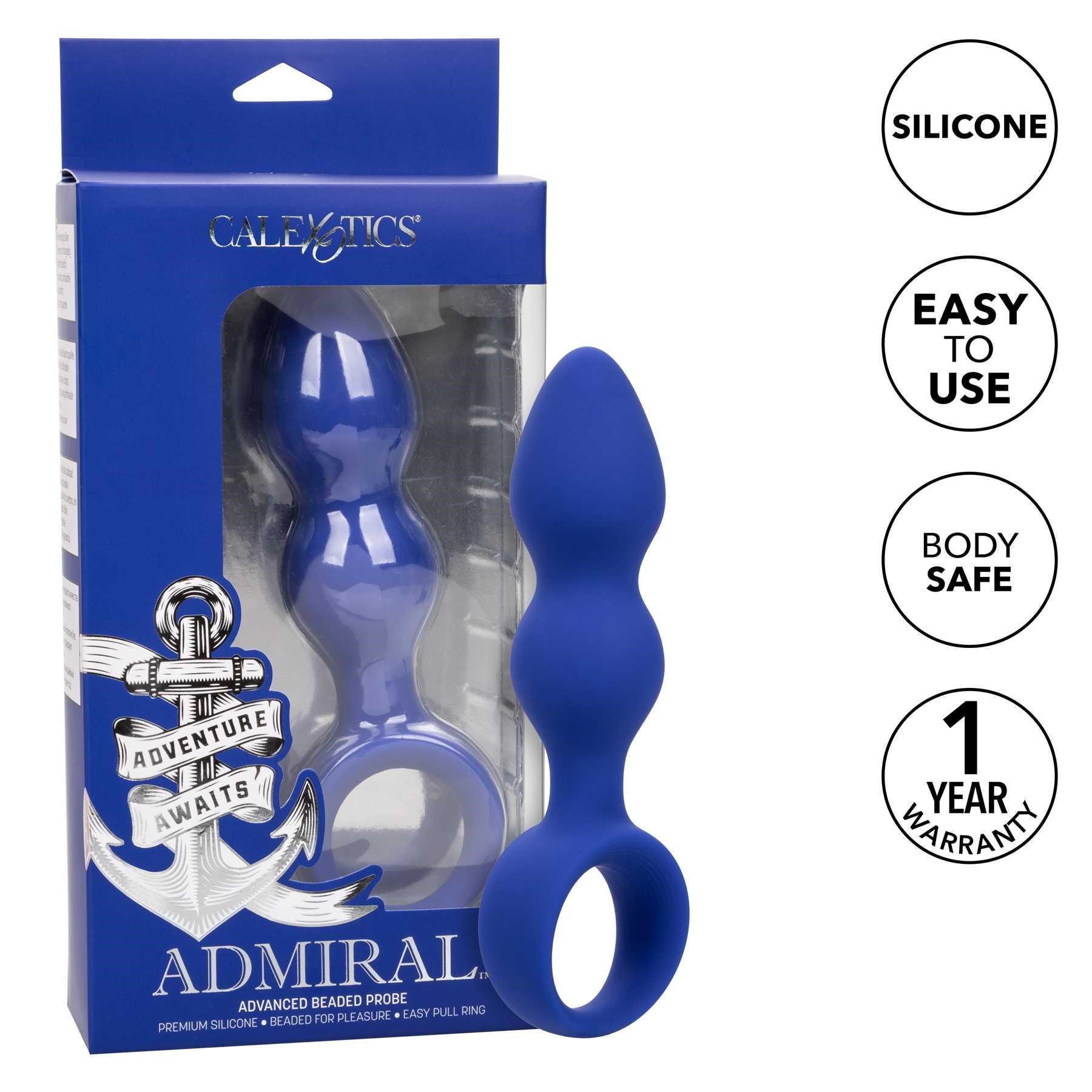 Admiral Advanced Beaded Probe front of package with probe beside and call out features