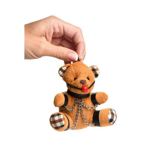 Master Series Gagged Teddy Bear Keychain - Hand Shot