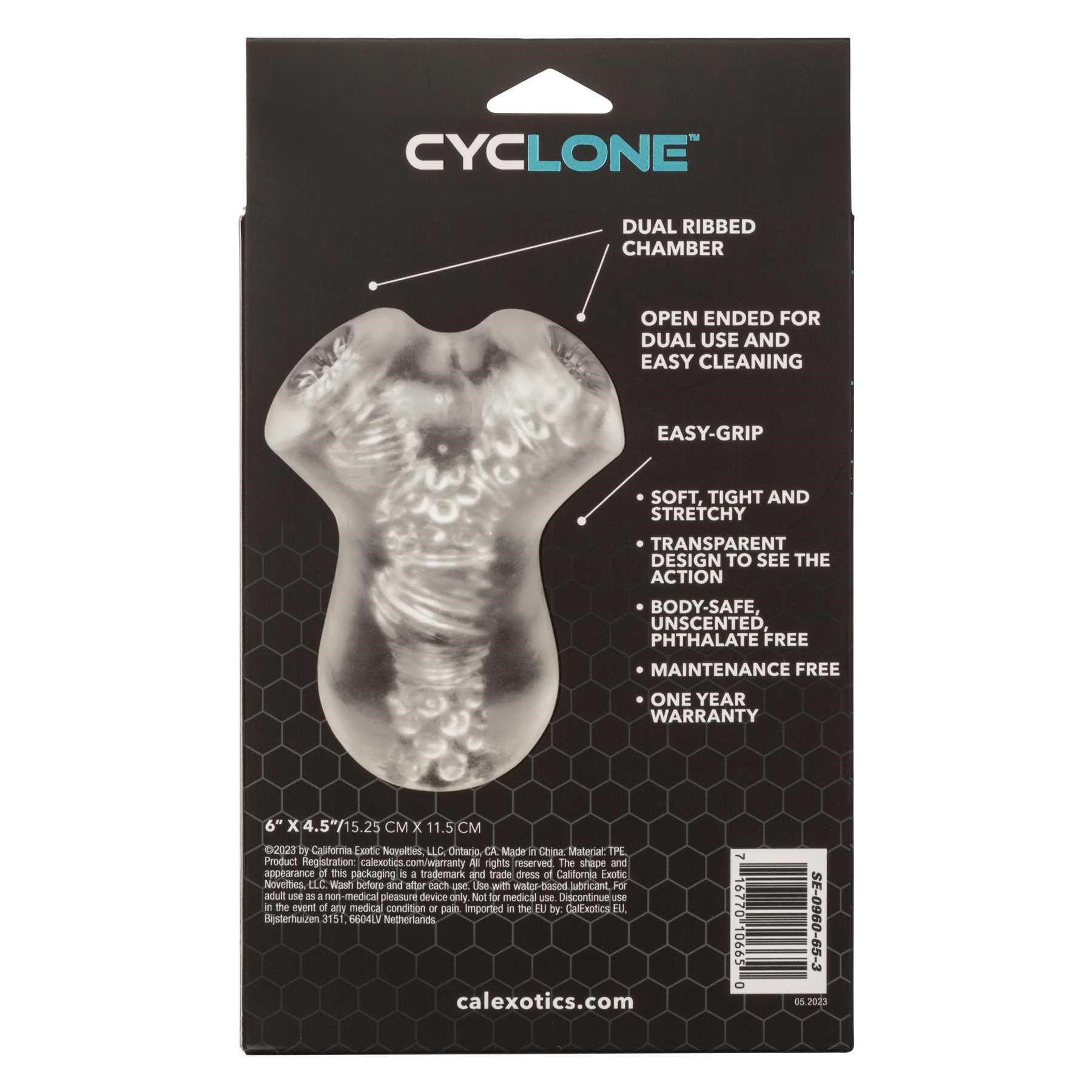 Cyclone Dual Chamber Stroker back of box