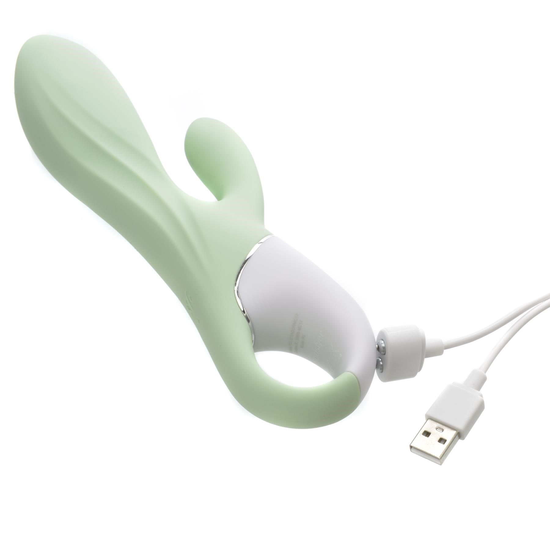 Satisfyer Air Pump Inflatable Bunny - Showing Where Charging Cable is Placed