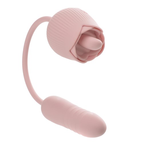 Thrust And Tickle Rose Rechargeable Vibrator- Product Shot #2