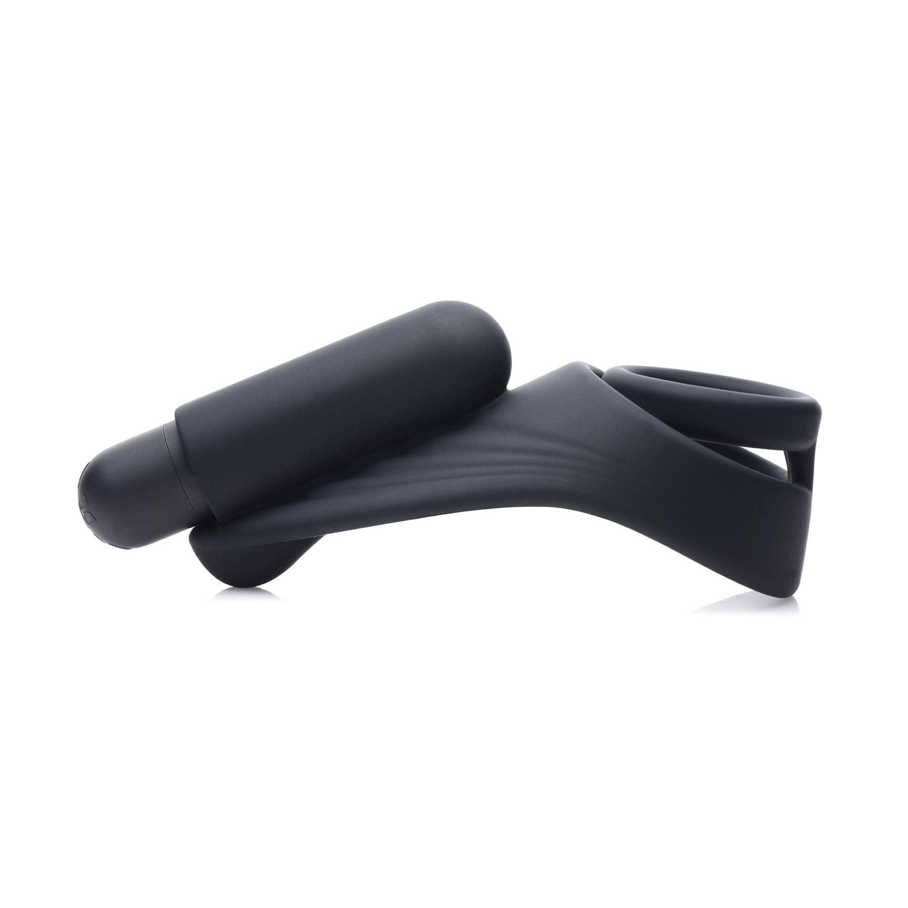 7X Silicone C-Ring with Vibrating Taint Stimulator side view close up of vibrator end