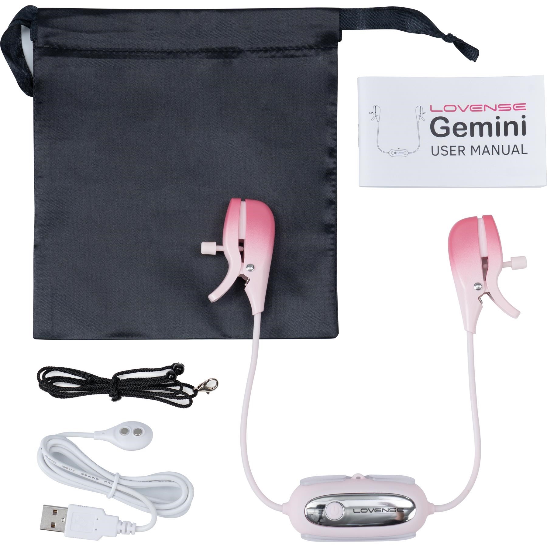 Lovense Gemini Bluetooth Vibrating Nipple Stimulators - All components