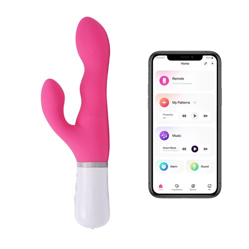 Lovense Nora Bluetooth Rabbit Vibrator - Product and App Shot