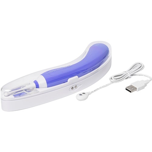 Lovense Hyphy Bluetooth Dual End Vibrator - Product In Case - Showing Charging Cable