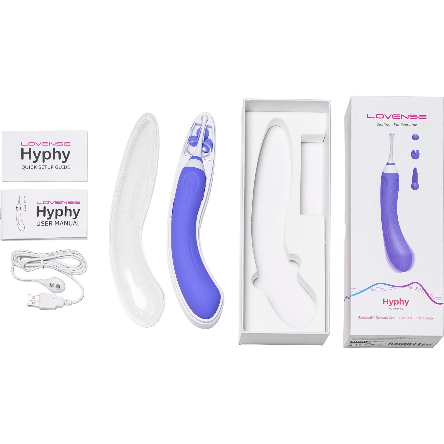 Lovense Hyphy Bluetooth Dual End Vibrator - All Components