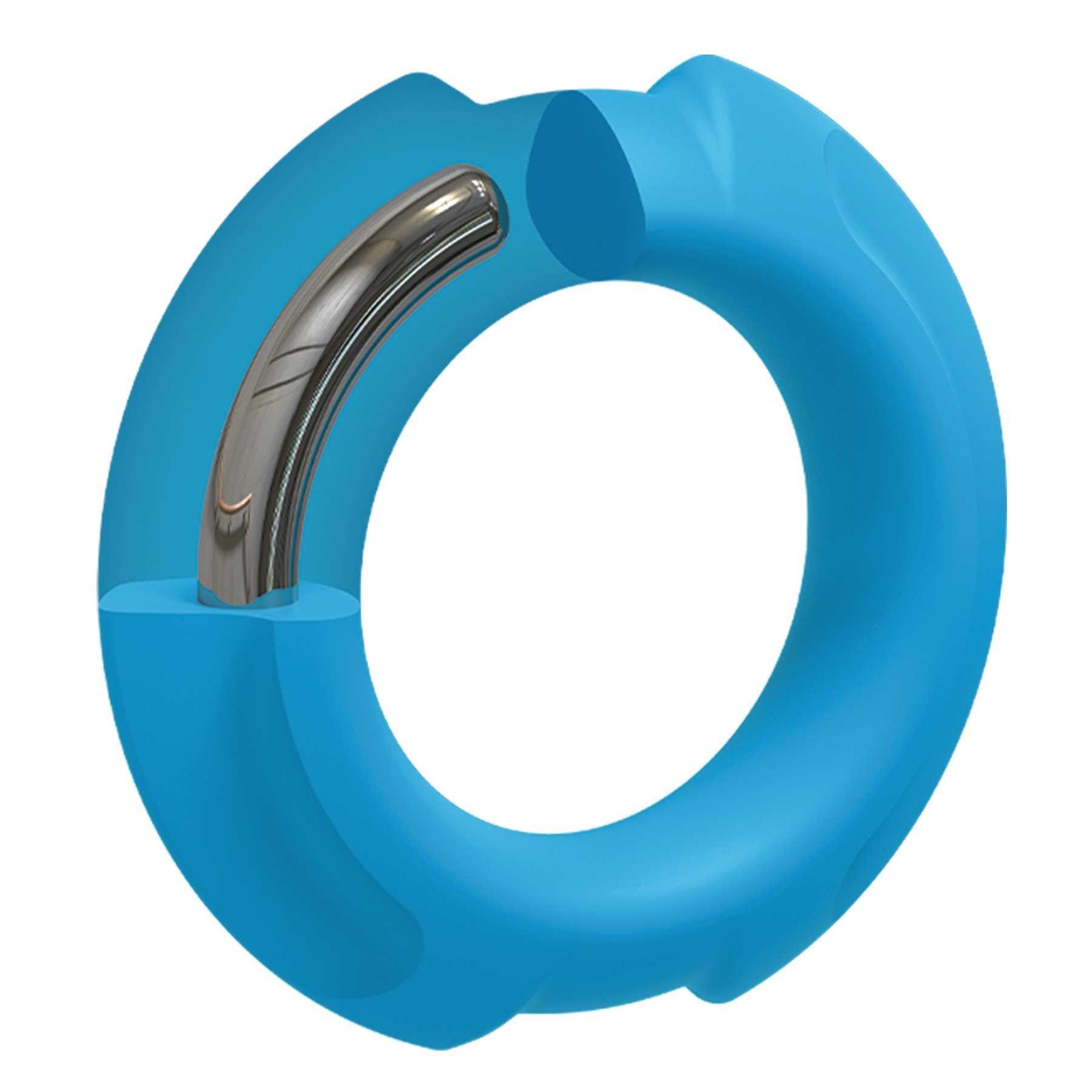 OptiMALE FlexiSteel C-Ring blue small showing inner steel core