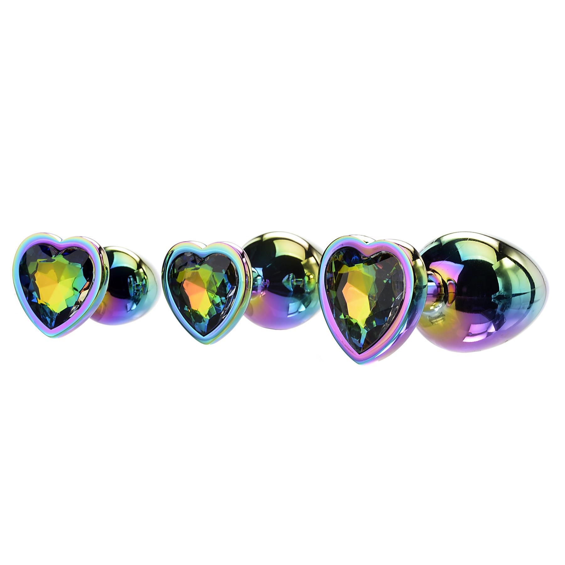 Rear Assets Rainbow Heart Anal Training Set - All Sizes - Showing Hearts