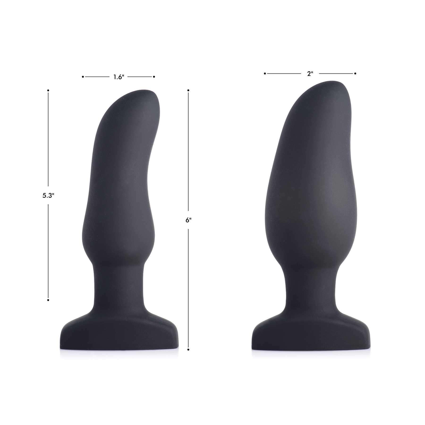 Swell 10X Inflatable Vibrating Curved Plug spec sheet showing both inflated and  deflated