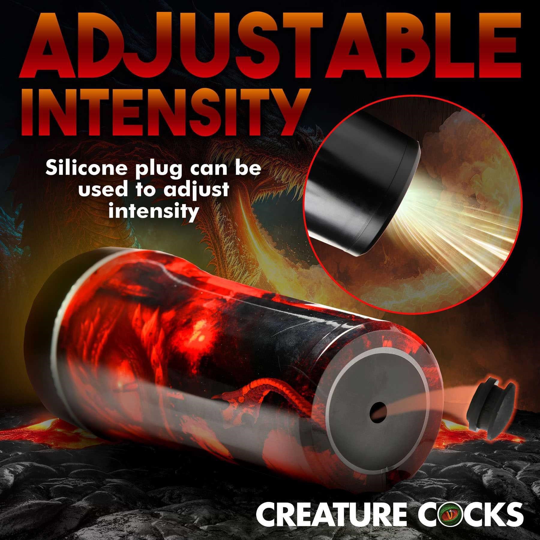 Creature Cocks Dragon Snatch Dragon Stroker adjust intensity with silicone plug for base end