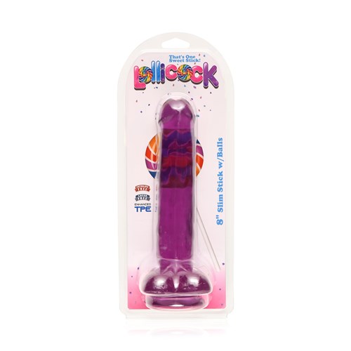 Lollicock 8-Inch Slim Stick Dildo Package Shot - Purple
