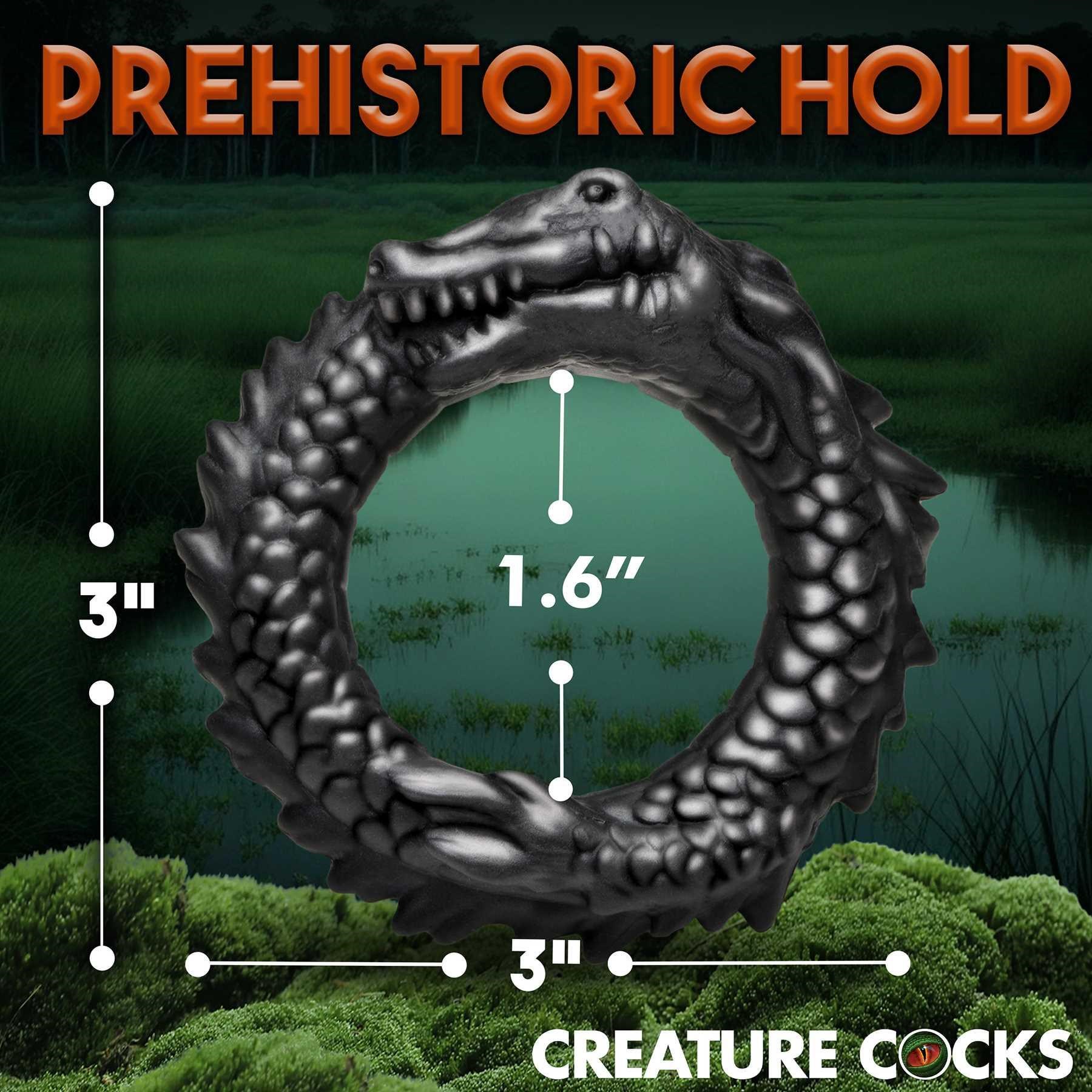 Creature Cocks Black Caiman Silicone Cock Ring dimensions spec sheet