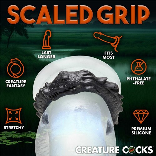 Creature Cocks Black Caiman Silicone Cock Ring call out features sheet #2