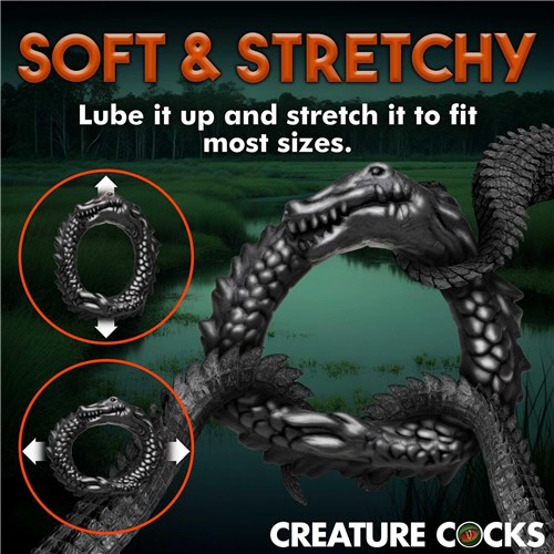 Creature Cocks Black Caiman Silicone Cock Ring call out features sheet #1