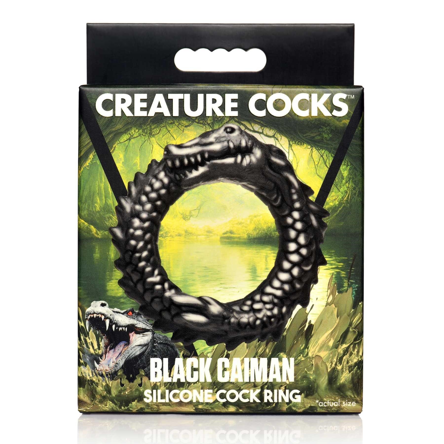 Creature Cocks Black Caiman Silicone Cock Ring box
