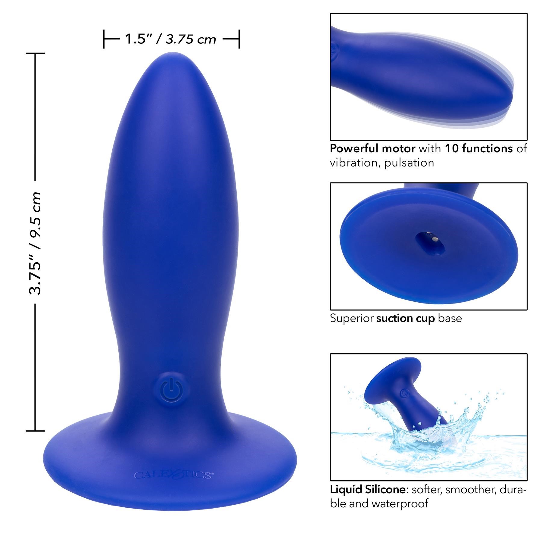 Admiral Liquid Silicone Vibrating Torpedo Anal Plug - Instructions and Dimensions