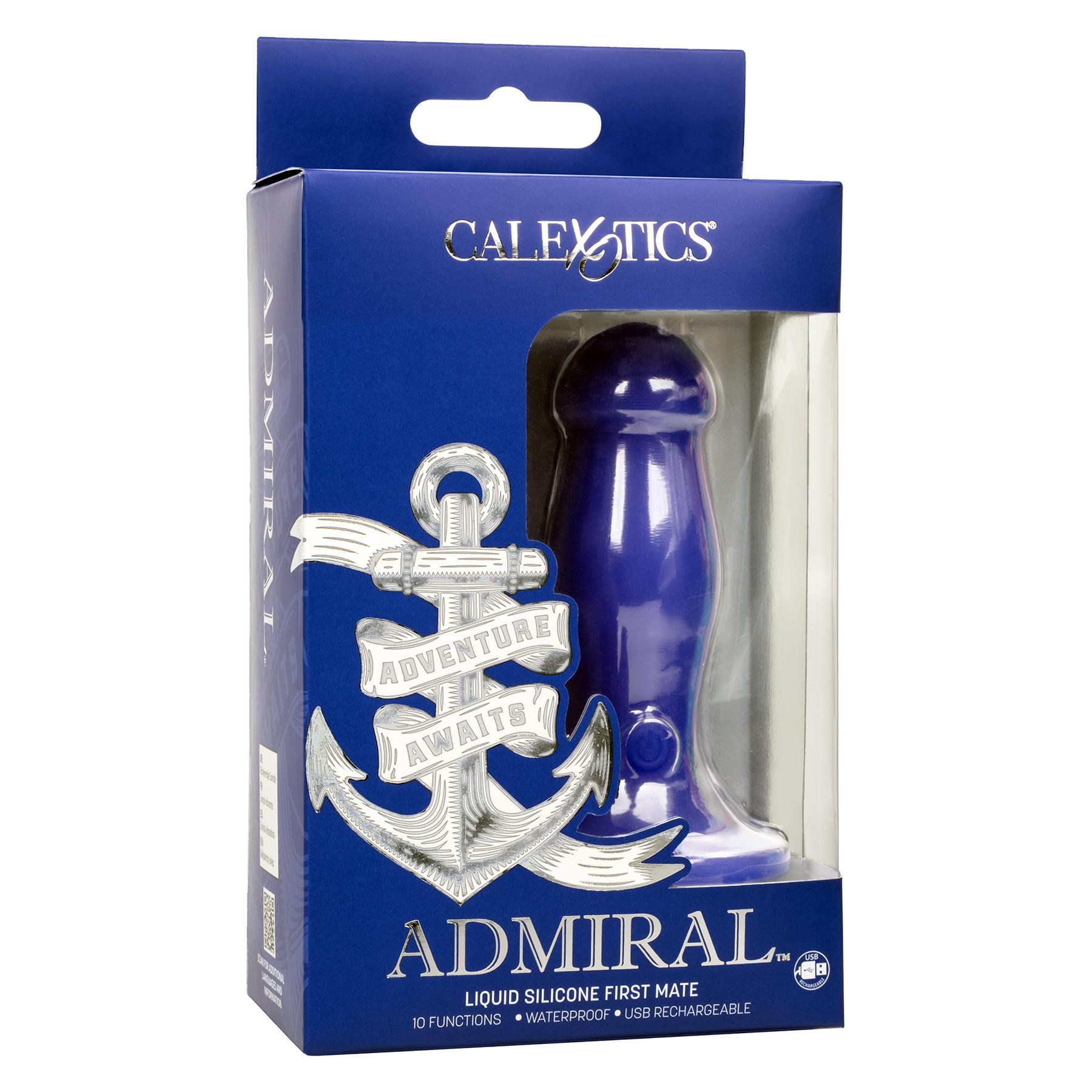 Admiral Liquid Silicone Vibrating First Mate Anal Plug - Packaging