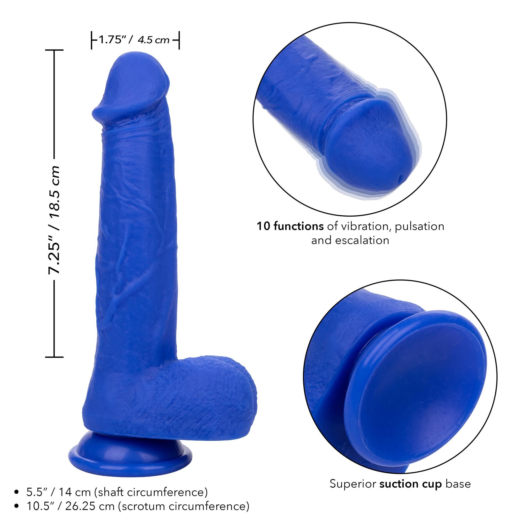 Admiral 8 Inch Vibrating Captain Dildo - Instructions and Dimensions