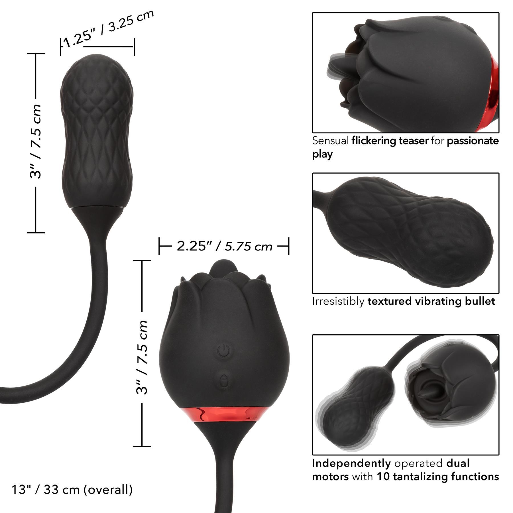 French Kiss Elite Siren Clitorial and Anal Stimulator - Instructions and Dimensions
