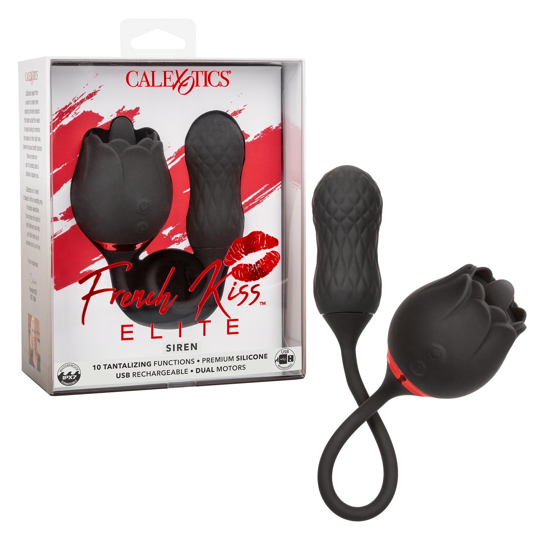 French Kiss Elite Siren Clitorial and Anal Stimulator - Product and Packaging