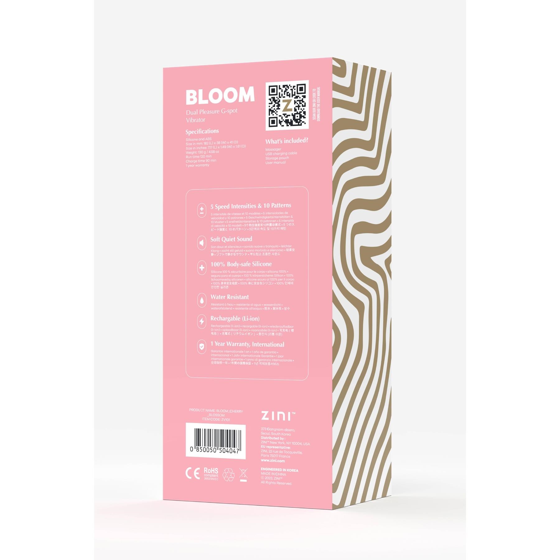 Zini Bloom G-Spot Massager - Packaging - Back