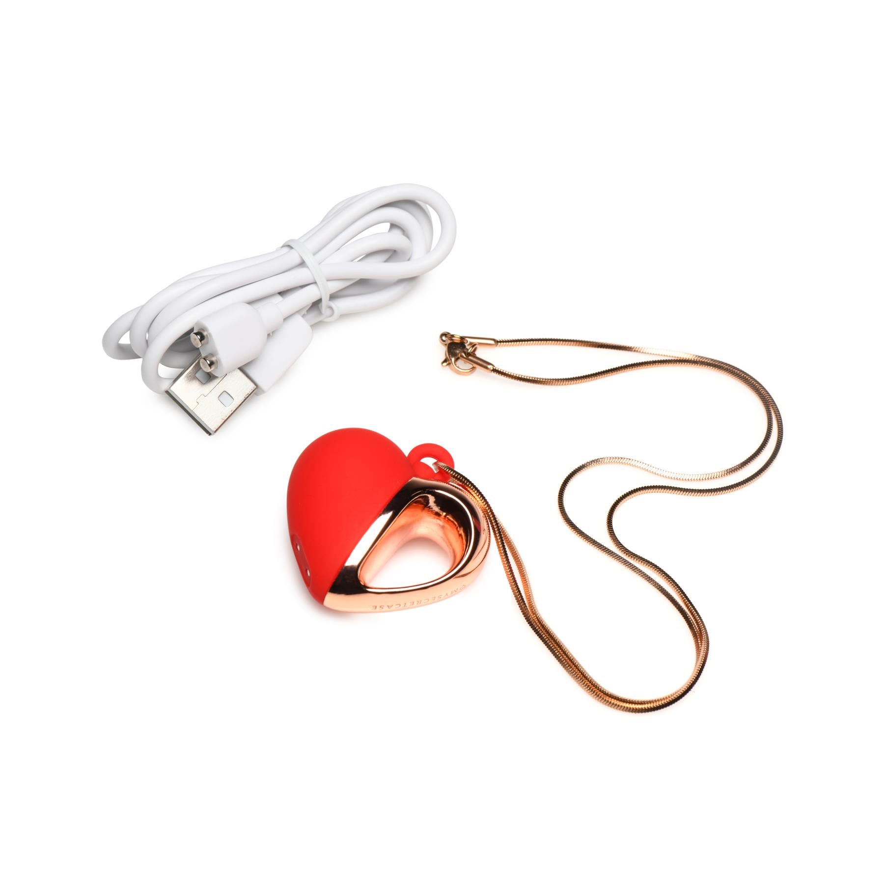 Charmed Silicone Heart Necklace - Product Shot - With Charging Cable