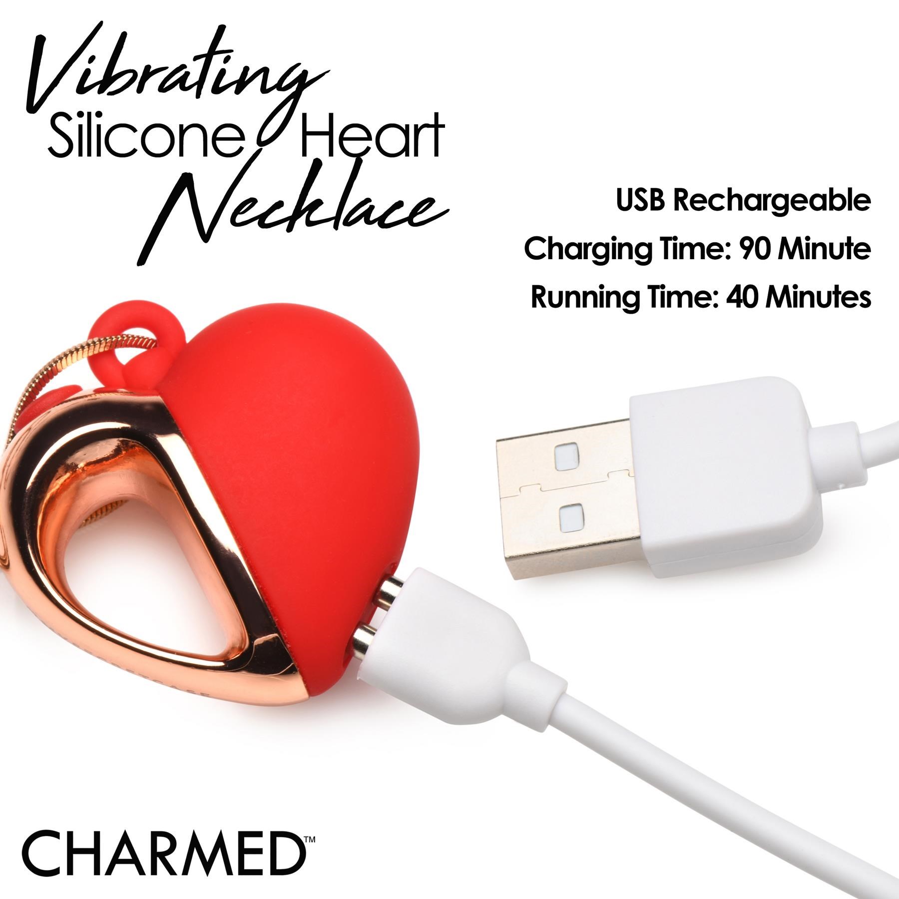 Charmed Silicone Heart Necklace - Product Shot - Showing Where Charging Cable is Placed