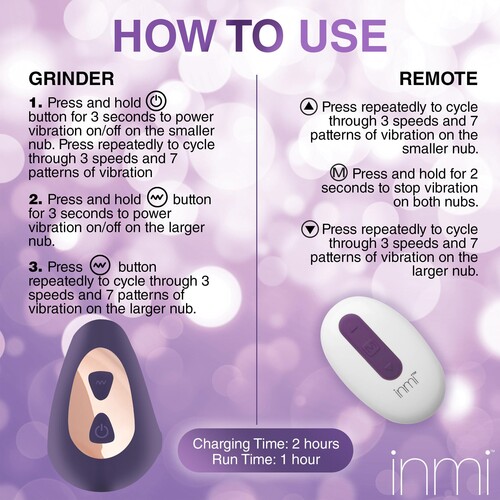 INMI Ride N' Grind Vibrating Sex Grinder - Instructions