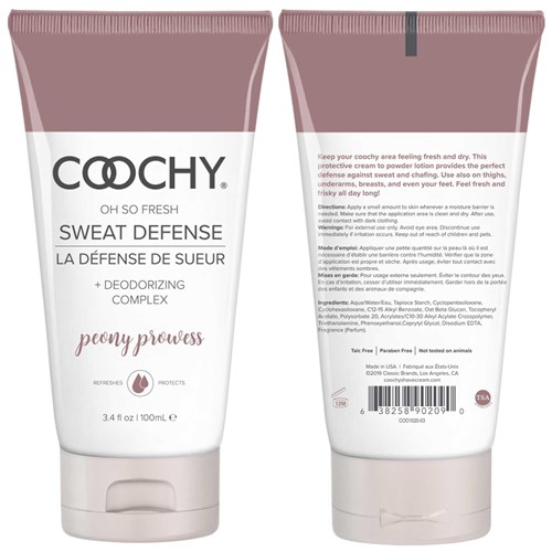 COOCHY Oh So Fresh Sweat Defense Cream front & back of tube