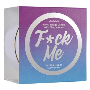 MASSAGE CANDLE WITH PHEROMONES - F*CK ME front  side of packaging