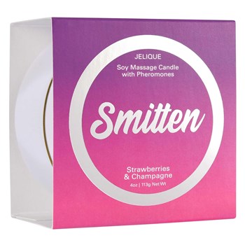 MASSAGE CANDLE WITH PHEROMONES -SMITTEN side of packaging