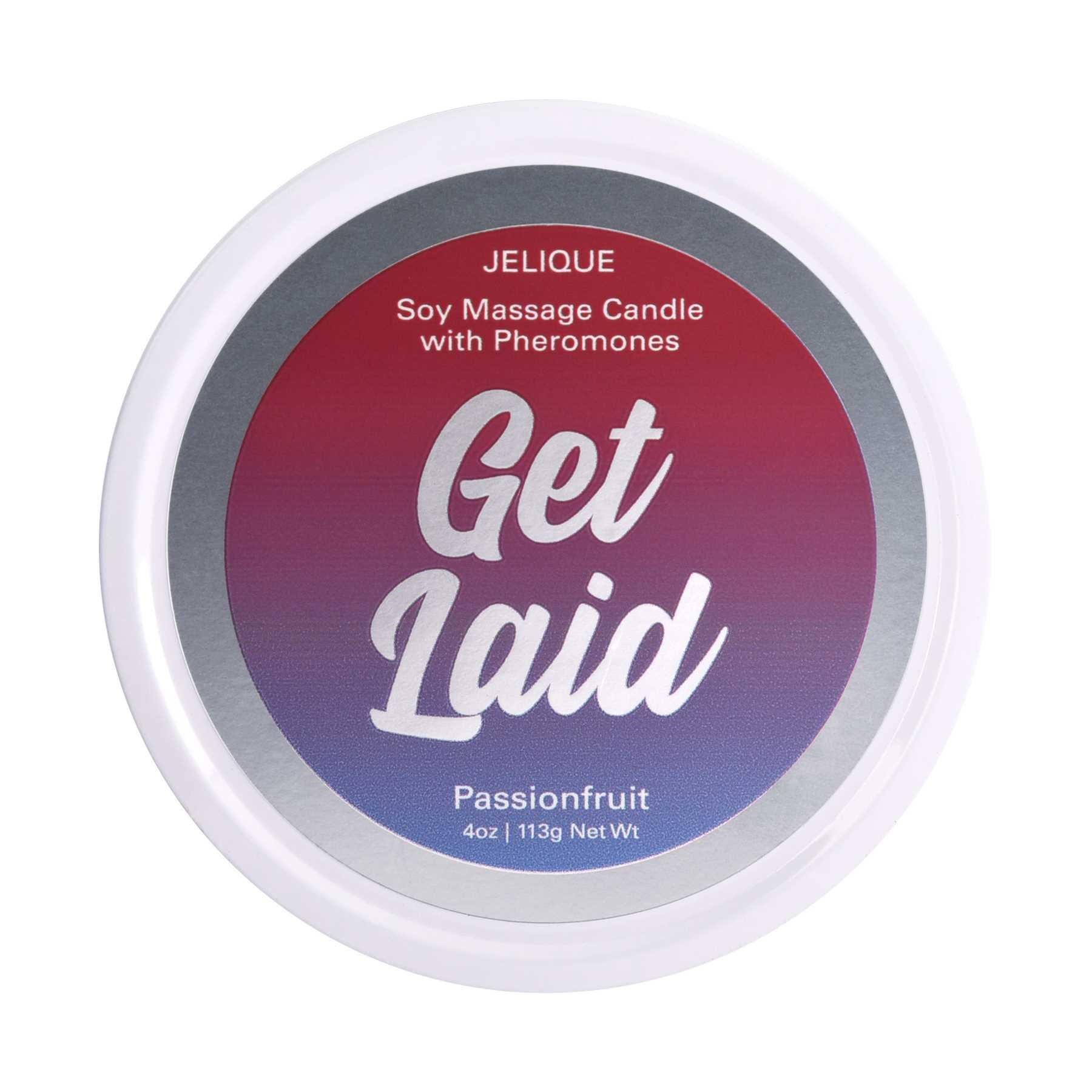 MASSAGE CANDLE WITH PHEROMONES -GET LAID front of tin