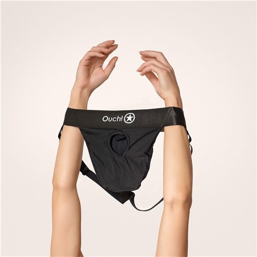 Ouch! Vibrating Strap-On Thong With Removable Rear Straps - Product Shot