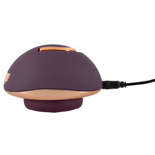 Belou Rotating Vulva Massager - Product Shot with Charging Cable