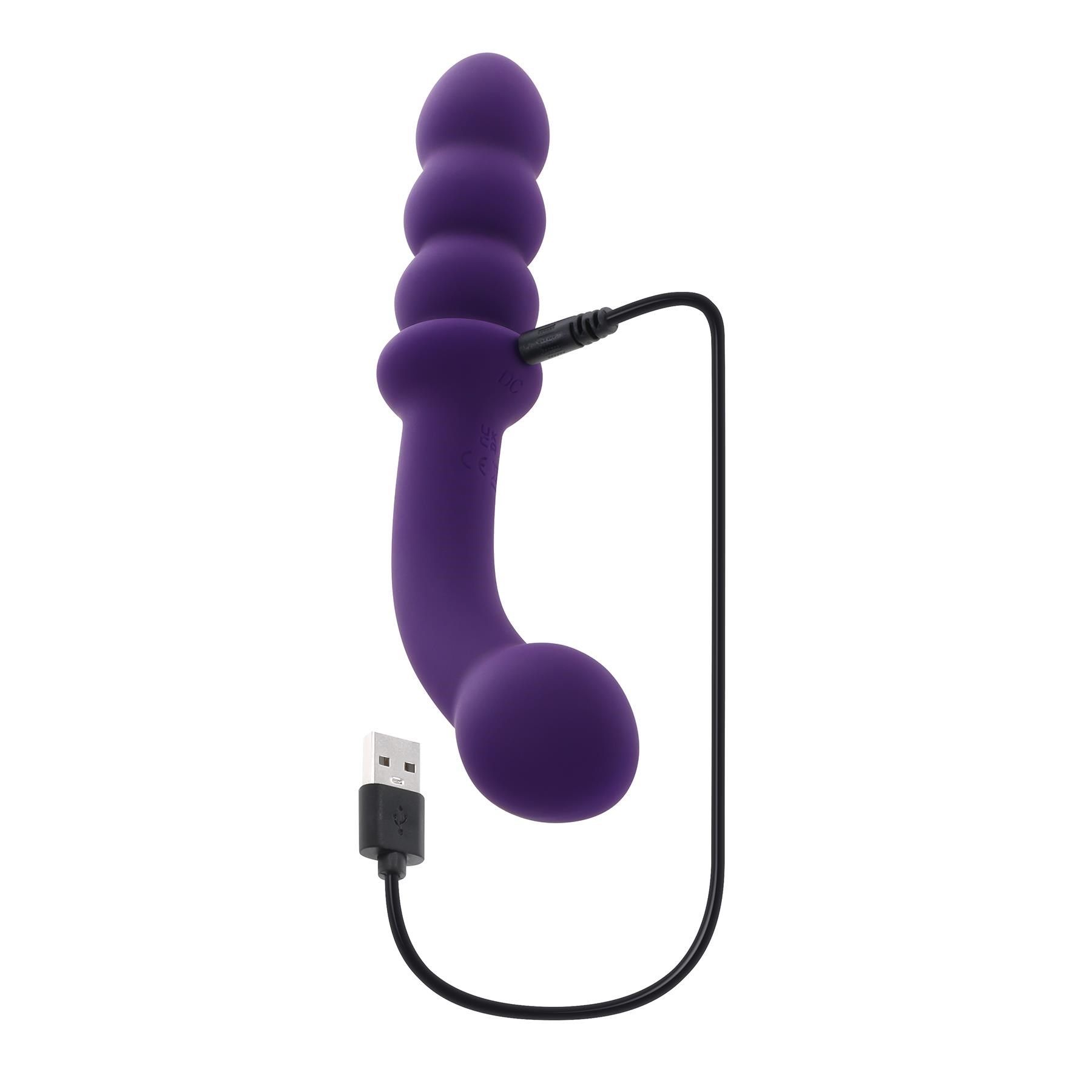 Playboy Pleasure The Seeker Dual Ended Vibrator - Product Shot With Charging Cable