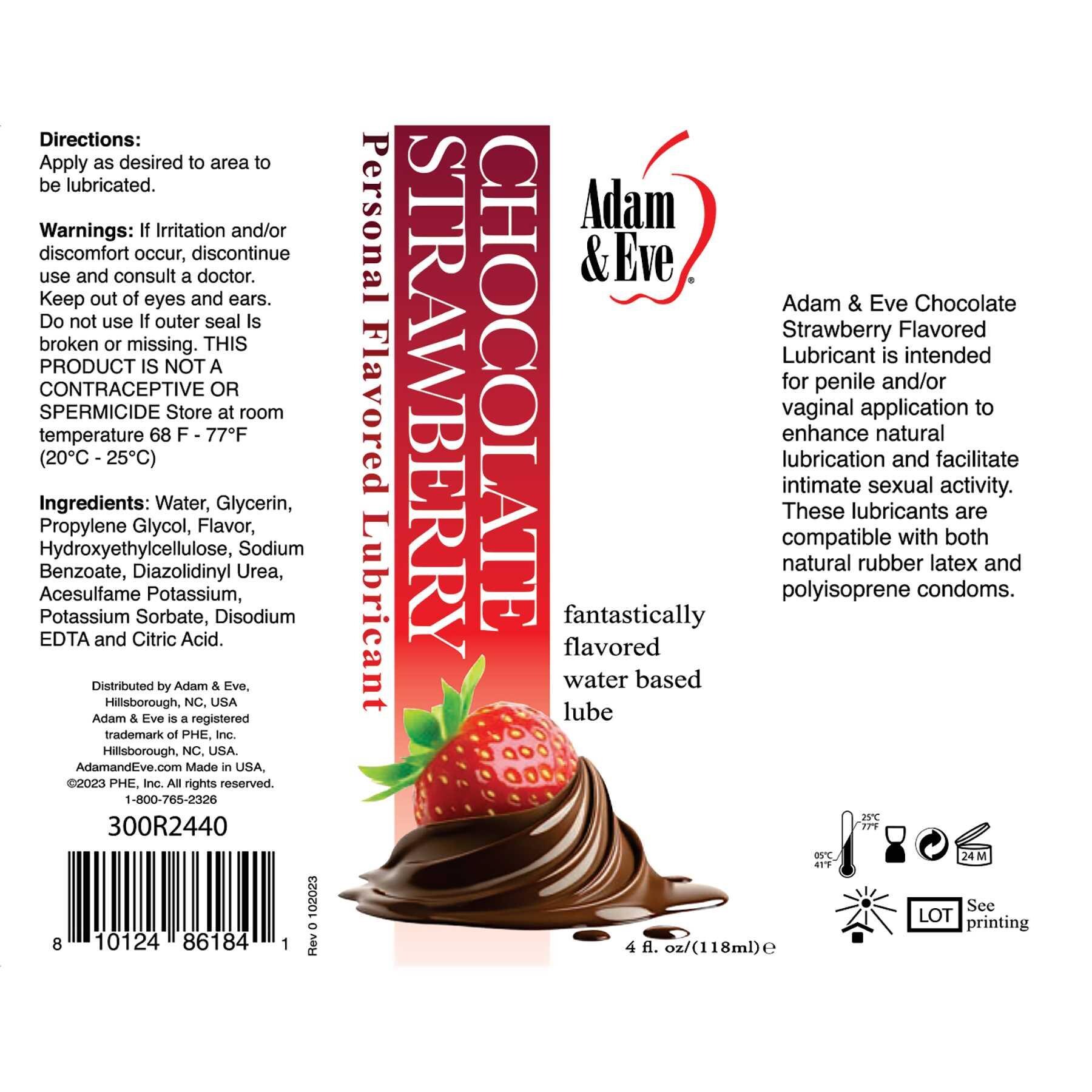 Adam & Eve Flavored Lubricants CHOC/STRAW label