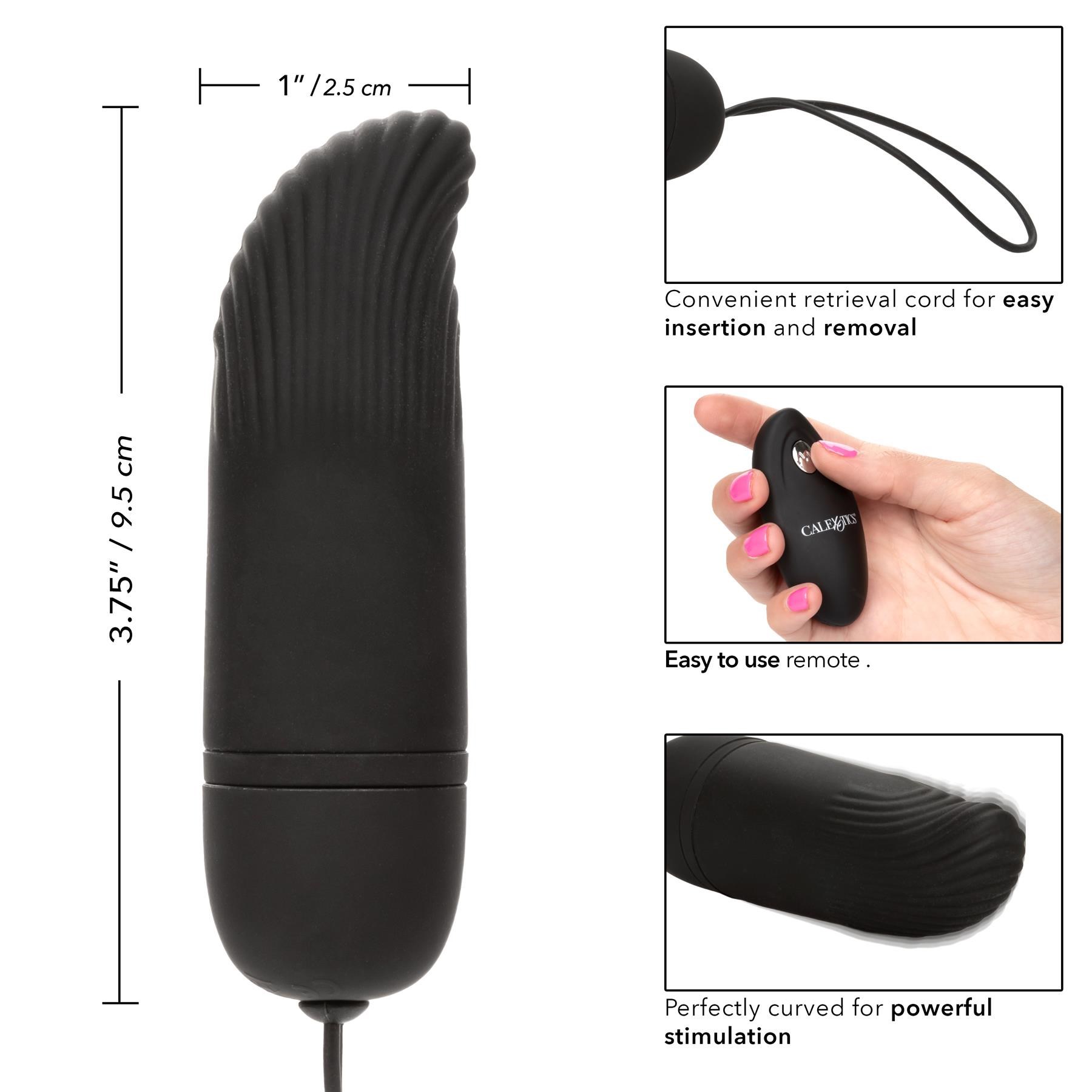 Silicone Remote Ridged G Bullet Vibrator - Dimensions and Instructions