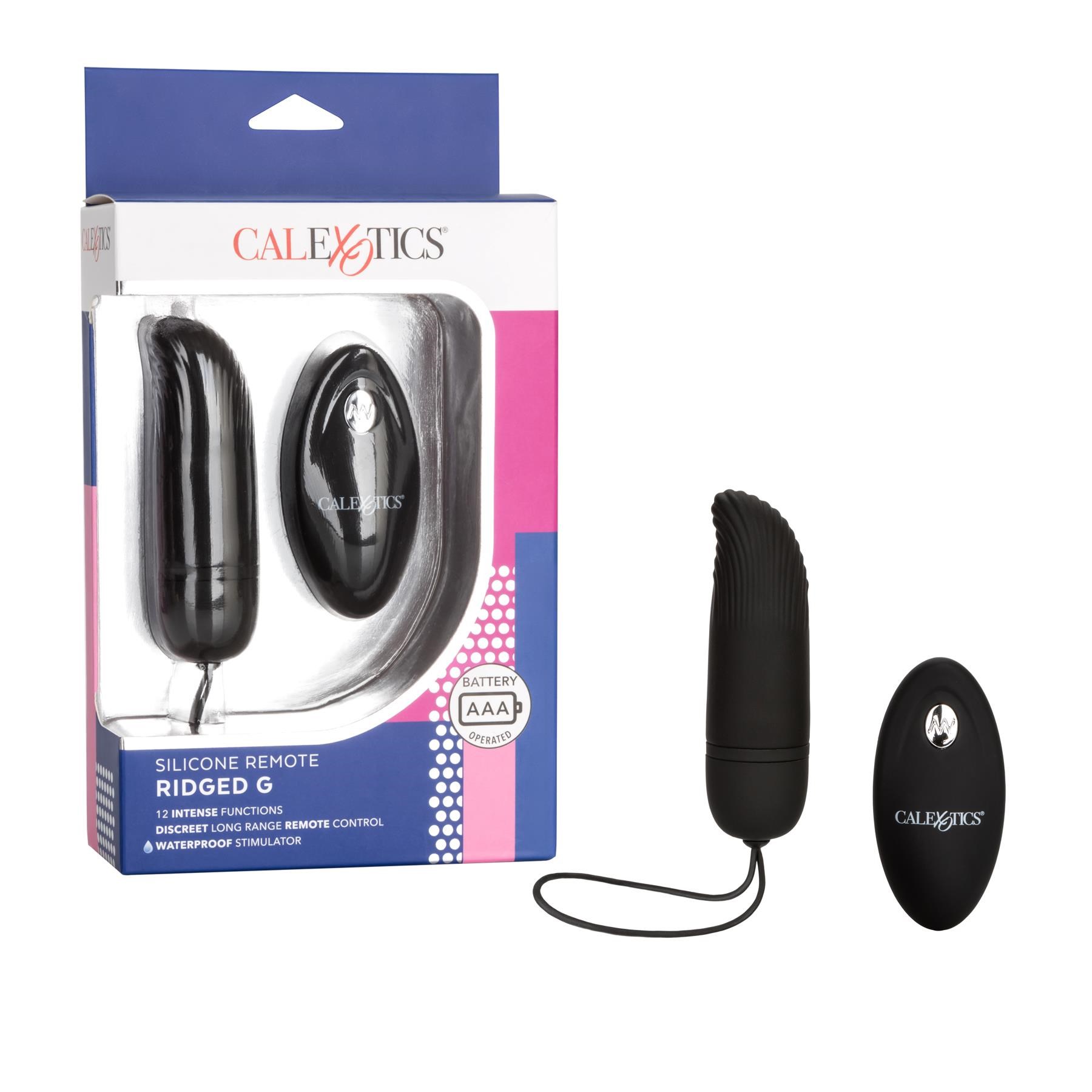 Silicone Remote Ridged G Bullet Vibrator - Product and Packaging
