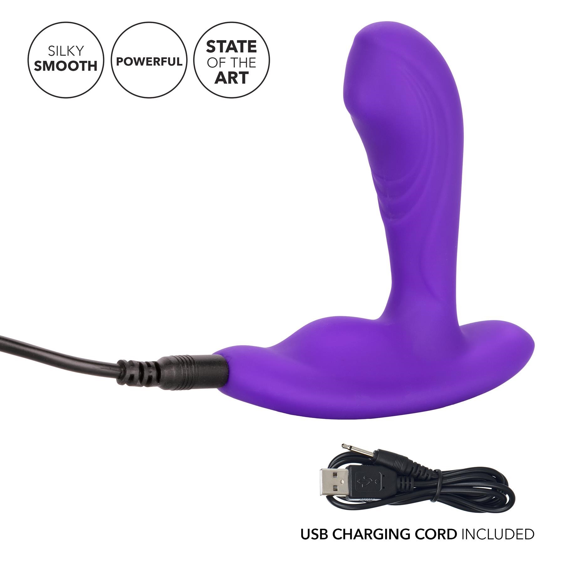 Silicone Remote Pinpoint Pleaser - Vibrator Showing Where the Charging Cable is Placed