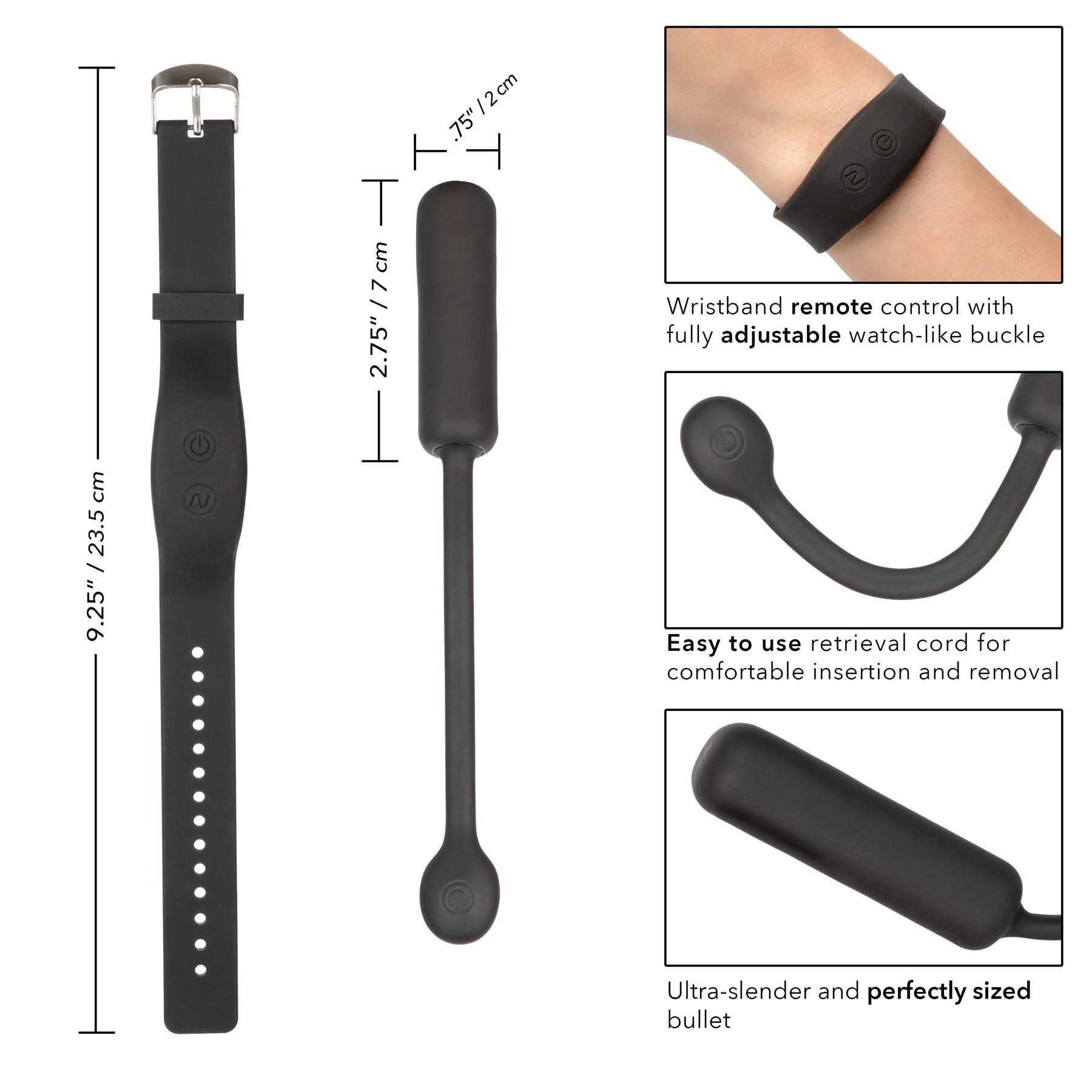 Wristband Remote Petite Bullet - Dimensions and Instructions