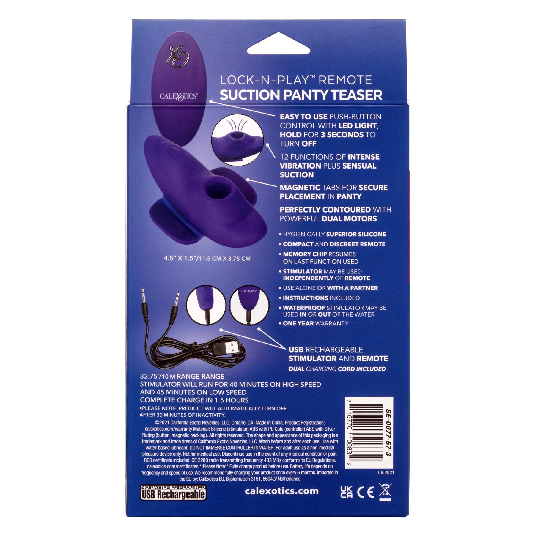 Lock-N-Play Remote Suction Panty Teaser - Packaging - Back