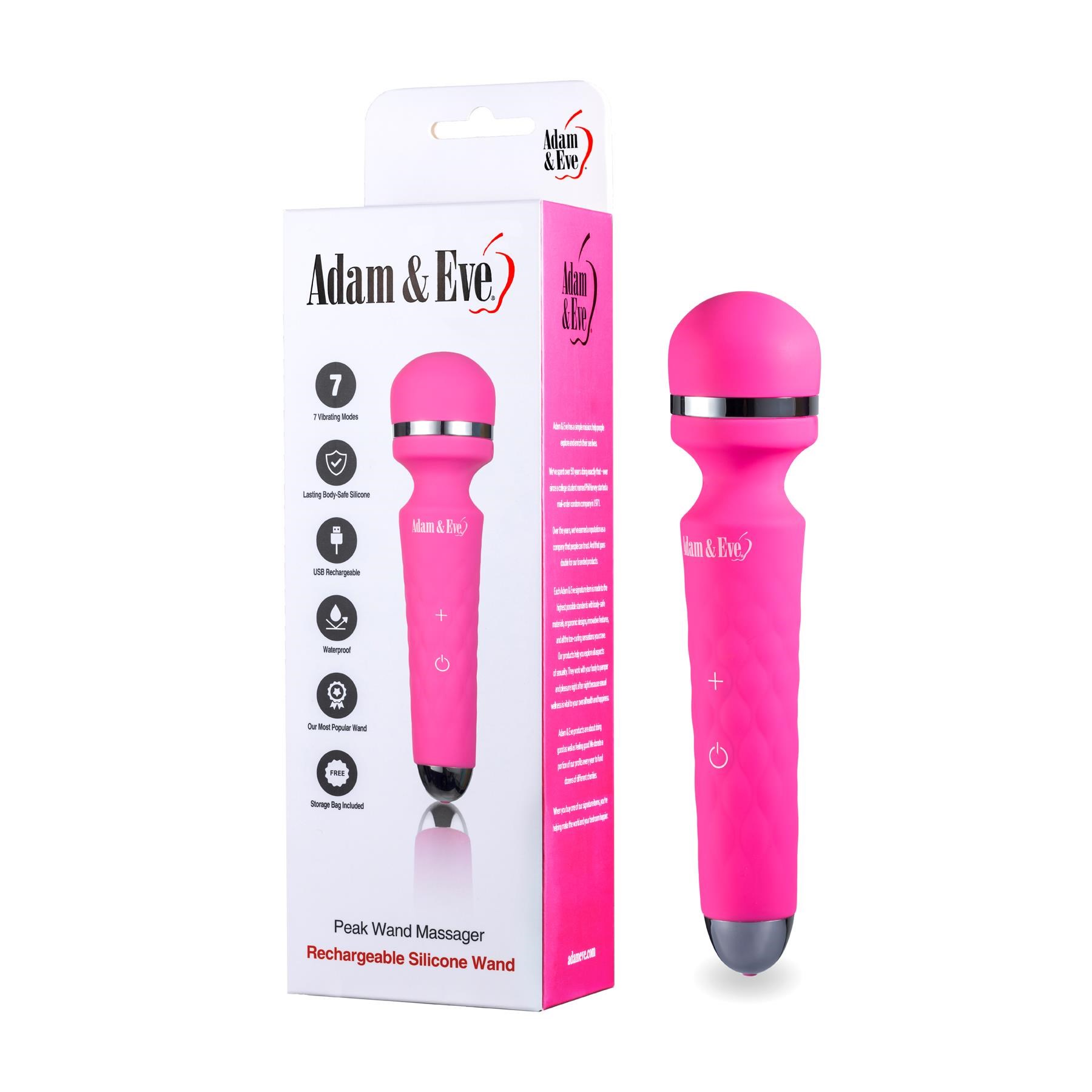 Adam & Eve Peak Wand Massager - Product and Packaging