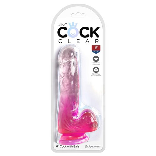 King Cock Clear Cock with Balls Pink box