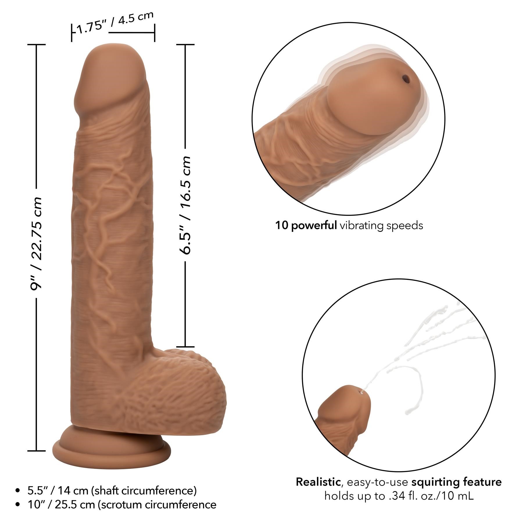 F*ck Stick Squirting and Vibrating Dildo- Dimensions and Instructions