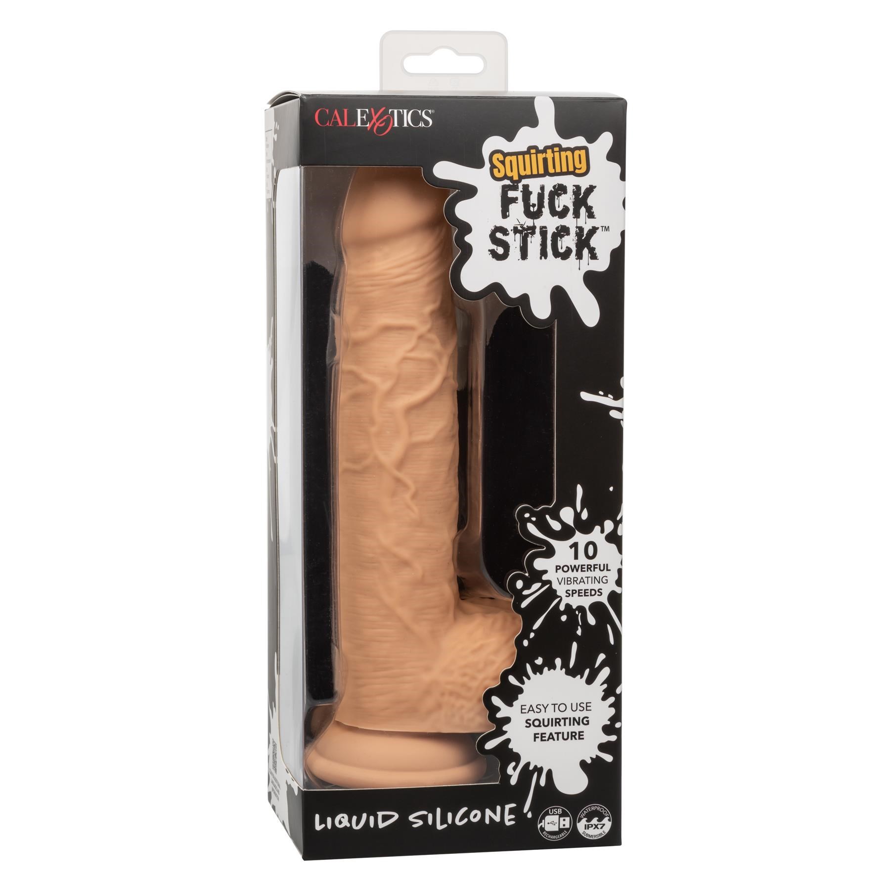 F*ck Stick Squirting and Vibrating Dildo- Packaging- White